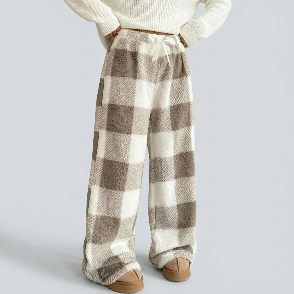 Vintage-Winterhose für Damen mit Karomuster und Fleece-Futter