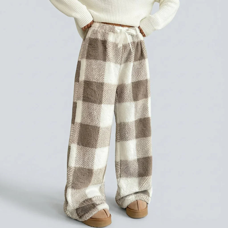 Vintage-Winterhose für Damen mit Karomuster und Fleece-Futter