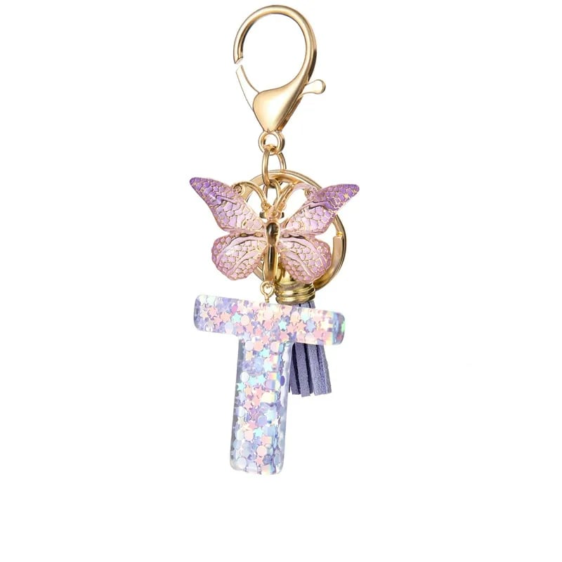 Pendentif lettre papillon Kuschelwohl™ avec pompon – Coloré et personnalisé (Vente de Noël 🎄)