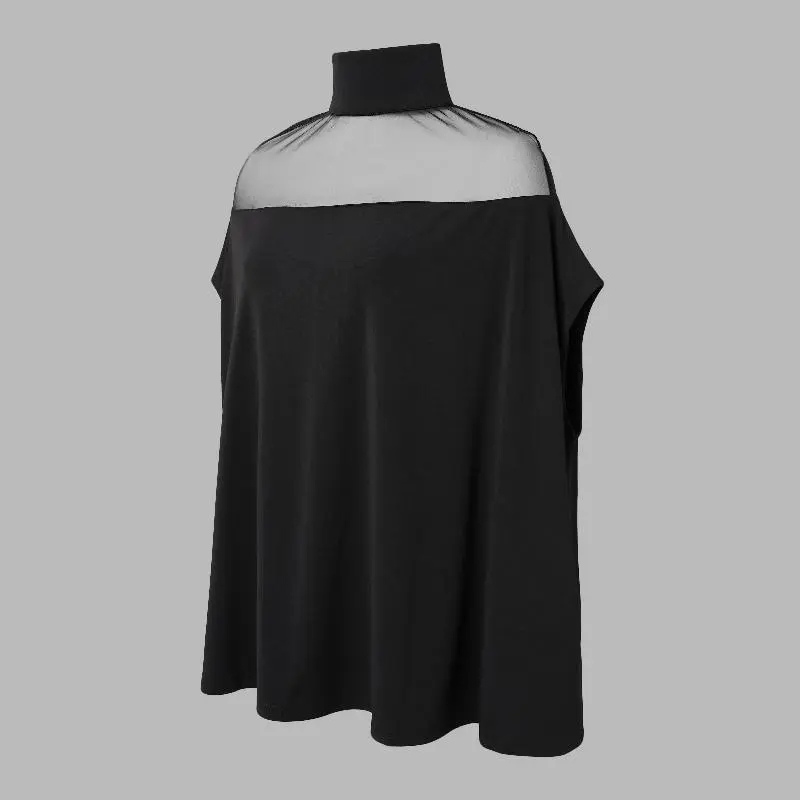 Bluse mit Fledermausärmeln, transparentem Einsatz und lockerer Passform für Damen