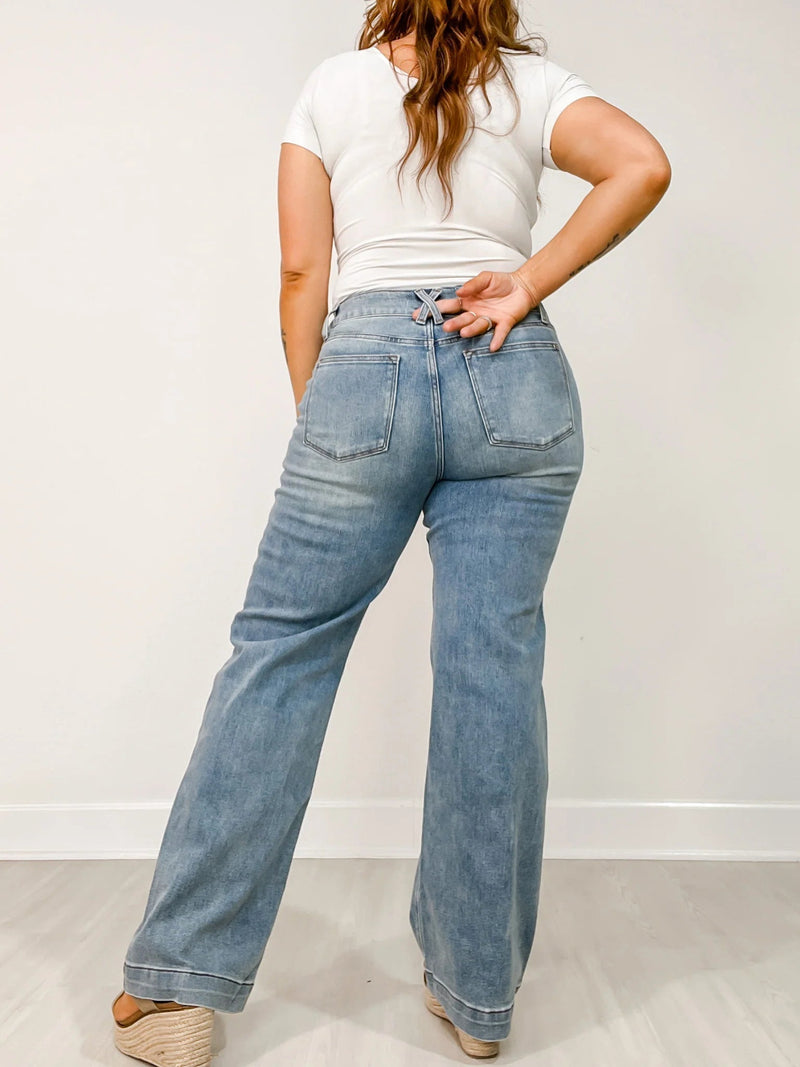 👖Ventes du Black Friday : jusqu’à 49 % de réduction !!⚡Jean taille haute à double boutonnage et jambes larges 