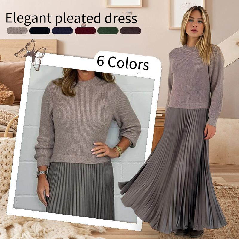 Robe plissée élégante à manches longues Kuschelwohl™ – couleur unie (Grandes soldes de Noël 🎄)