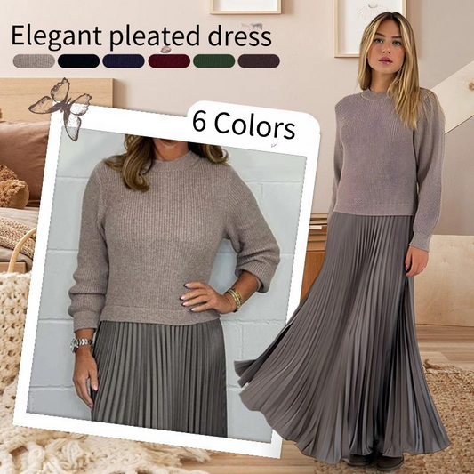 Robe plissée élégante à manches longues Kuschelwohl™ – couleur unie (Grandes soldes de Noël 🎄)