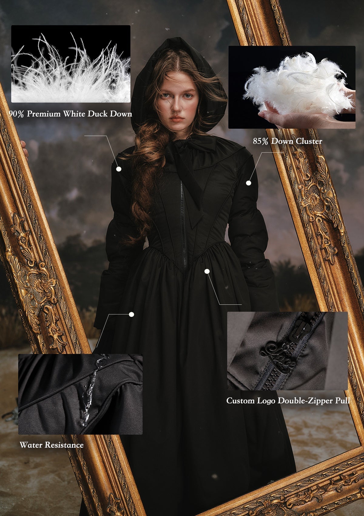 Schwarz-Weißer Krieger-Daunenmantel