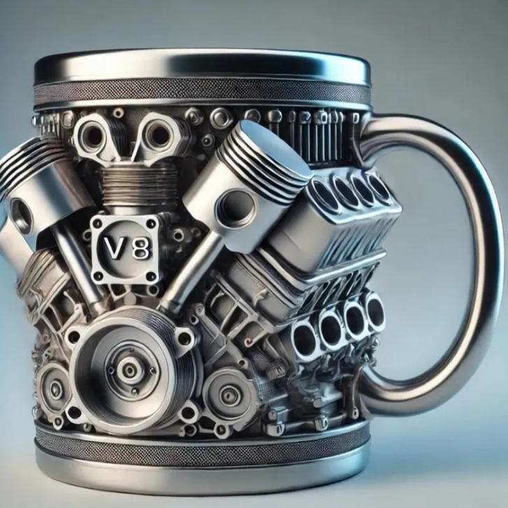 Edelstahlbecher mit V8-Motormotiv