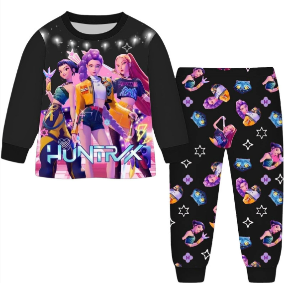 (Neuheiten) Kuschelwohl™ "Shadow Hunter" Pyjama-Set für Mädchen – 🌑 Cooles Design – 🎄 Neue Farben & Weihnachts-Sale