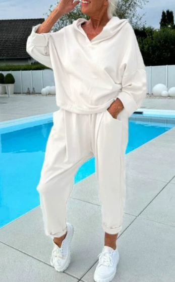 💖Begrenzter Verkauf 50 % RABATT💖Zweiteiliges einfarbiges Kapuzenpullover-Set für Damen