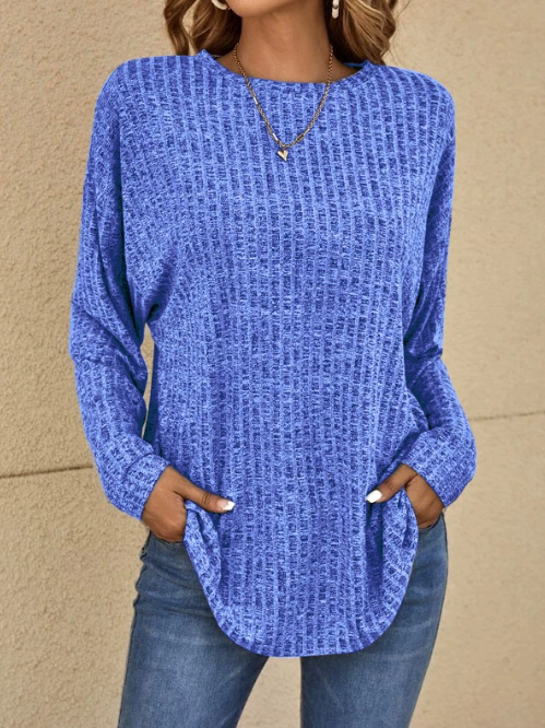 🌸2026 Frühverkauf 50 % Rabatt🔥Lässiges Langarm-Stricktop mit Rundhalsausschnitt