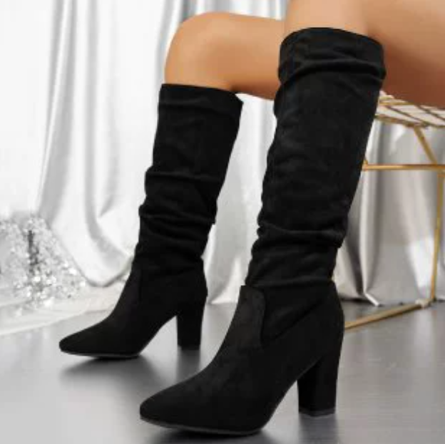 Bottes à talons hauts élégantes et unies pour femmes 