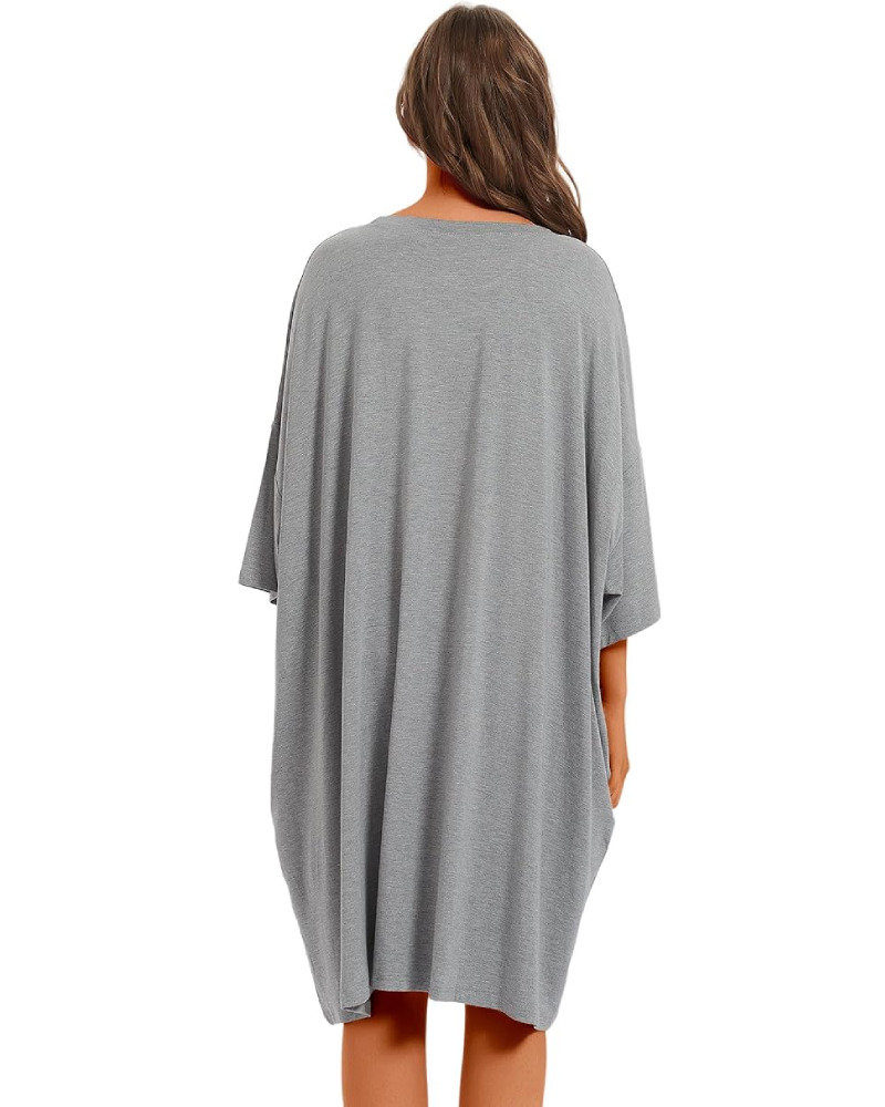 Plus Size Ultraweiches Oversize-Hemd-Schlafanzug mit Taschen