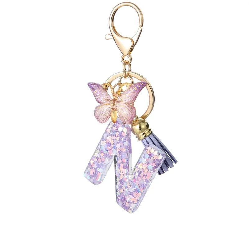 Pendentif lettre papillon Kuschelwohl™ avec pompon – Coloré et personnalisé (Vente de Noël 🎄)