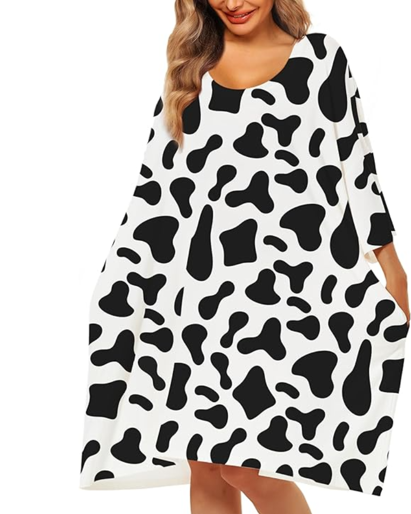 Plus Size Ultraweiches Oversize-Hemd-Schlafanzug mit Taschen