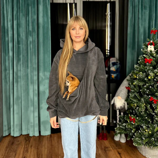 Winterrabatte--Fleece-Kapuzenjacke mit Tragetasche für Haustiere