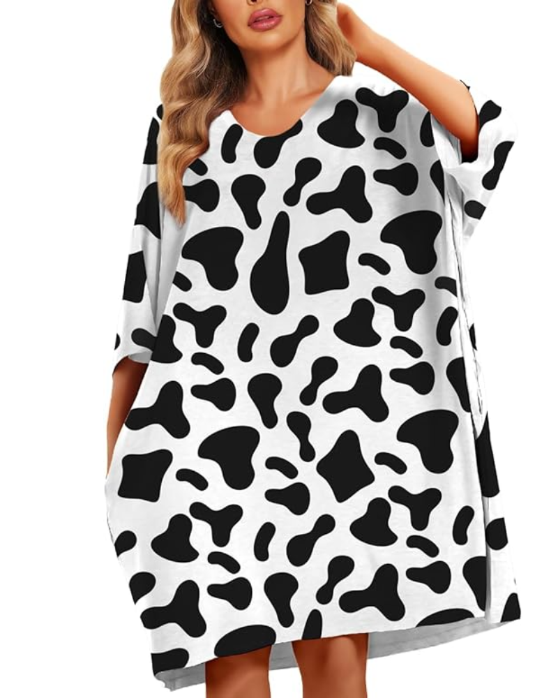 Plus Size Ultraweiches Oversize-Hemd-Schlafanzug mit Taschen