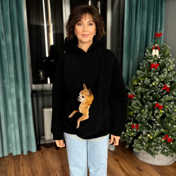 Winterrabatte--Fleece-Kapuzenjacke mit Tragetasche für Haustiere