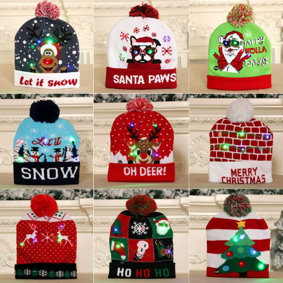 🎁 Vente anticipée de Noël 2025 – Bonnet de Noël lumineux à LED avec motif renne (Let It Snow) ✨