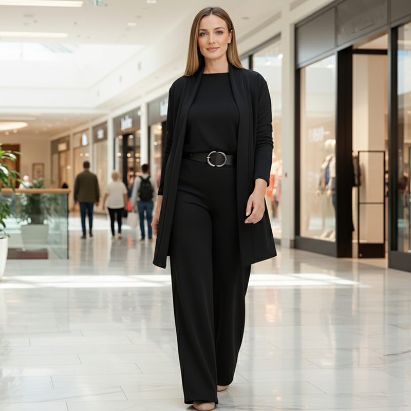 ⏳Winter-Ausverkauf⏰ Stilvolles dreiteiliges Set, bestehend aus langer Strickjacke, Top und Hose 💞