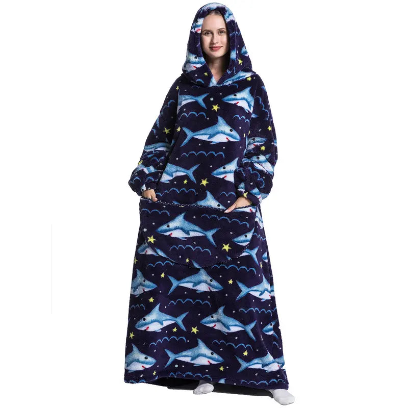 (Neuheiten) Kuschelwohl™ Oversized Hoodie-Decke aus Sherpa-Fleece mit Riesen-Tasche – 🎄 Großer Weihnachts-Sale