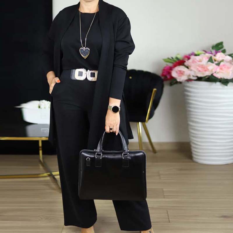 ⏳Winter-Ausverkauf⏰ Stilvolles dreiteiliges Set, bestehend aus langer Strickjacke, Top und Hose 💞