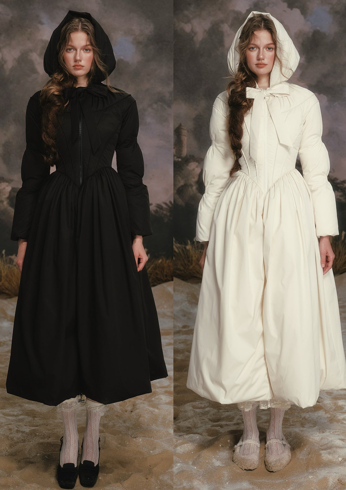 Schwarz-Weißer Krieger-Daunenmantel