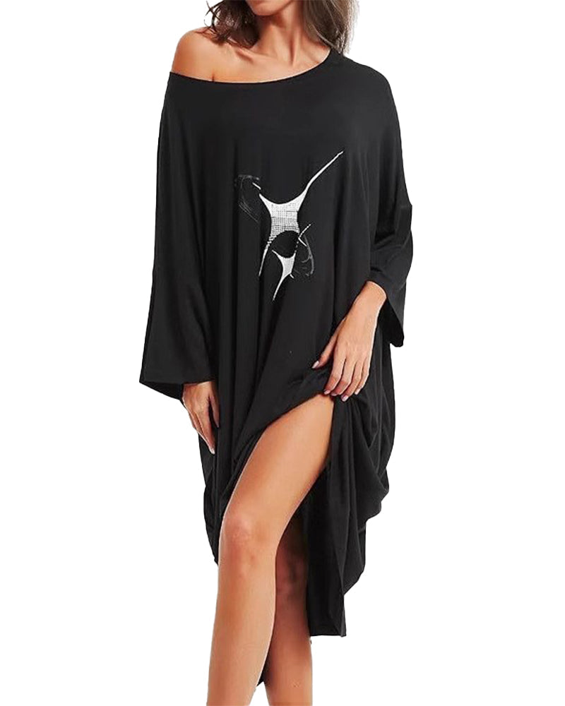Plus Size Ultraweiches Oversize-Hemd-Schlafanzug mit Taschen