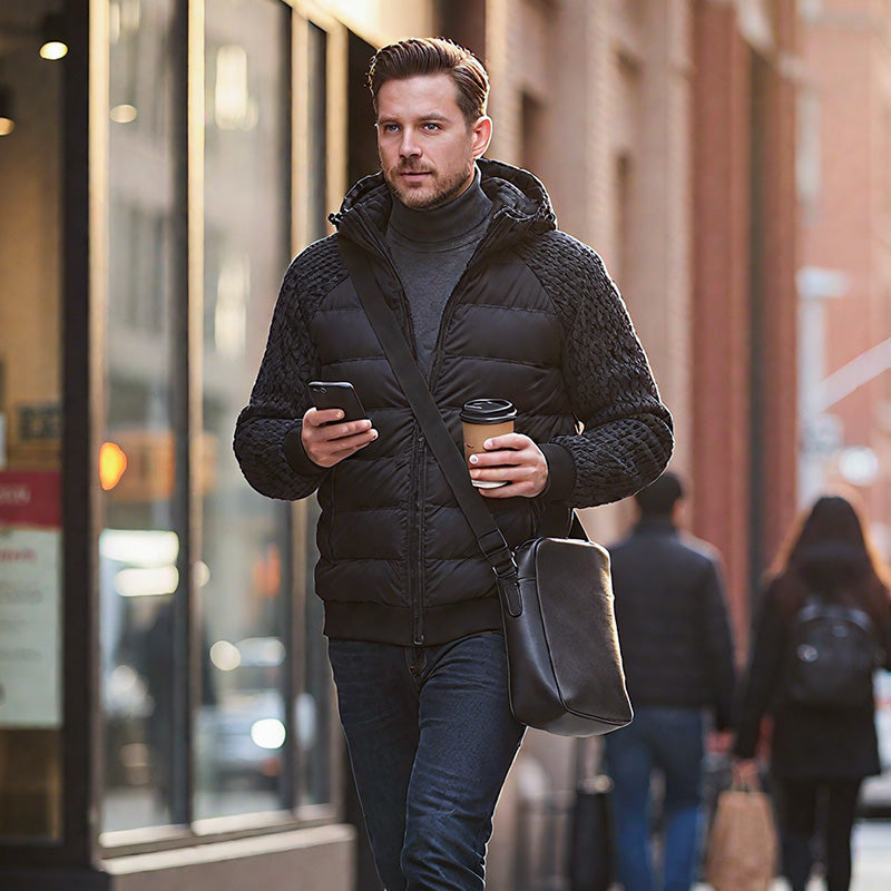 📢📢60 % DE RÉDUCTION !!⏰⏰Veste homme matelassée coupe-vent avec capuche 