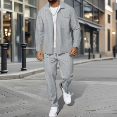 🧥👖 Kuschelwohl Herren Casual 2-Piece Set – Jacke + Jogger | weich, atmungsaktiv & smart-casual ✨