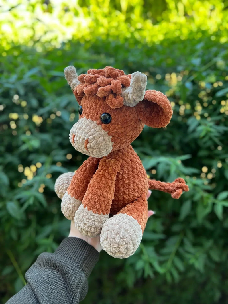 🌟 Modèle d'amigurumi vache Highland au crochet tout doux 🐮 – Kit DIY et peluches prêtes à l'emploi | 50 % de réduction pour le Black Friday 🎁