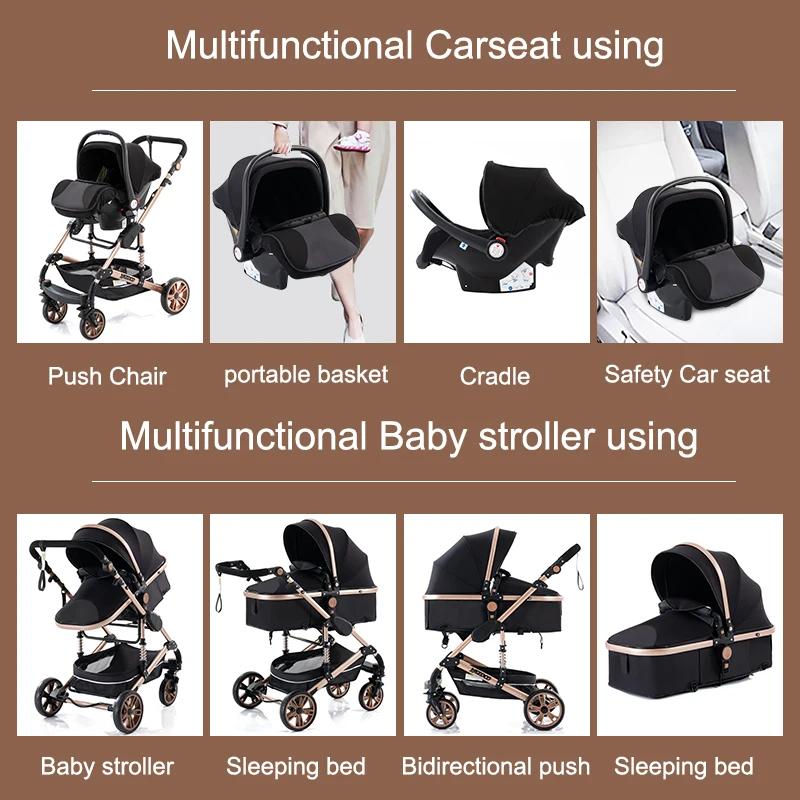 Luxuriöser 3-in-1 Kinderwagen faltbar für Reisen zusammenklappbar