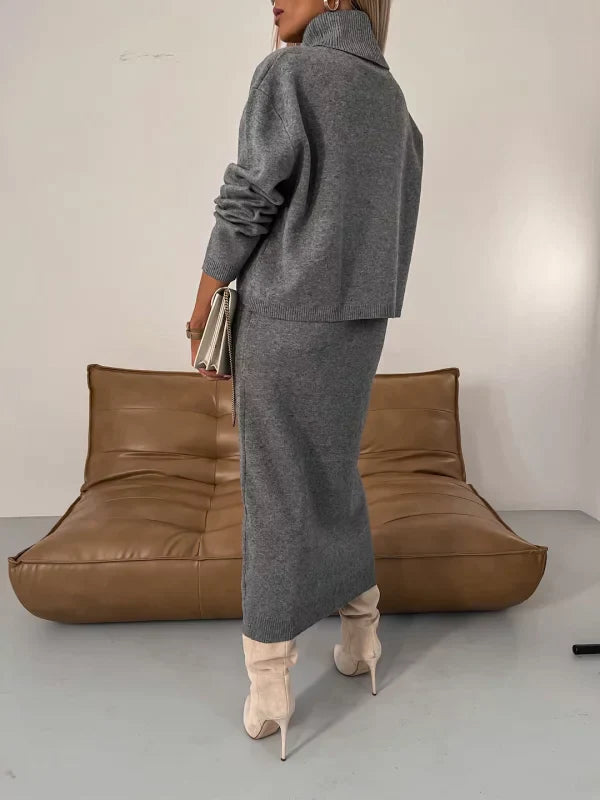 Découvrez l'élégant ensemble Cozy Comfort™ composé d'un col roulé et d'une robe. 👗 Le look d'hiver idéal. Élégant, chaud et flatteur. 🎄 Profitez dès maintenant de votre réduction de Noël ! 