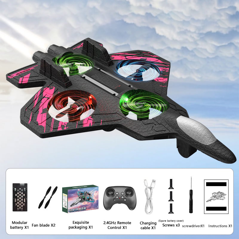 49 % de réduction cette semaine ! 🎉🎉 Avion de chasse acrobatique télécommandé pour enfants avec flips à 360° et lumières LED