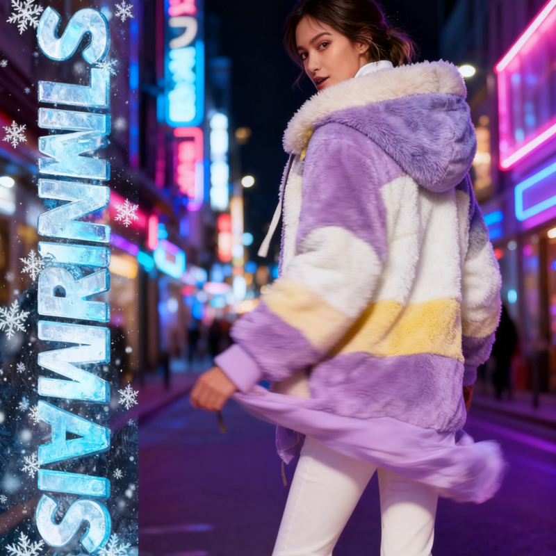 🔥 50 % DE RÉDUCTION – 🐑 MANTEAU MOUILLÉ EN LAINE D'AGNEAU CONTRASTANT 🎁 OFFRE SPÉCIALE 