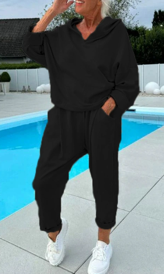 💖Begrenzter Verkauf 50 % RABATT💖Zweiteiliges einfarbiges Kapuzenpullover-Set für Damen