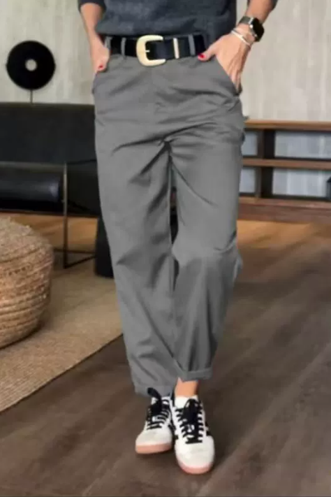 🍃 Pantalon blazer taille haute, coupe droite et décontractée, pour femme 
