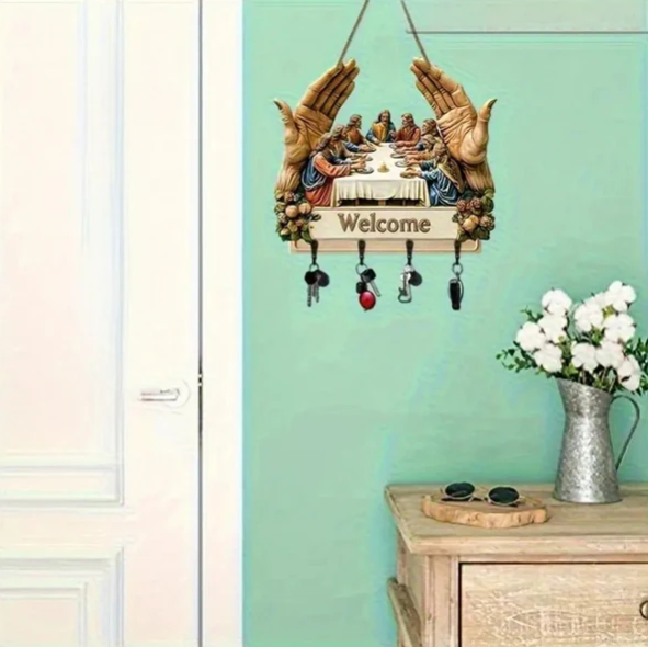 Porte-clés décoratif en bois à fixer au mur