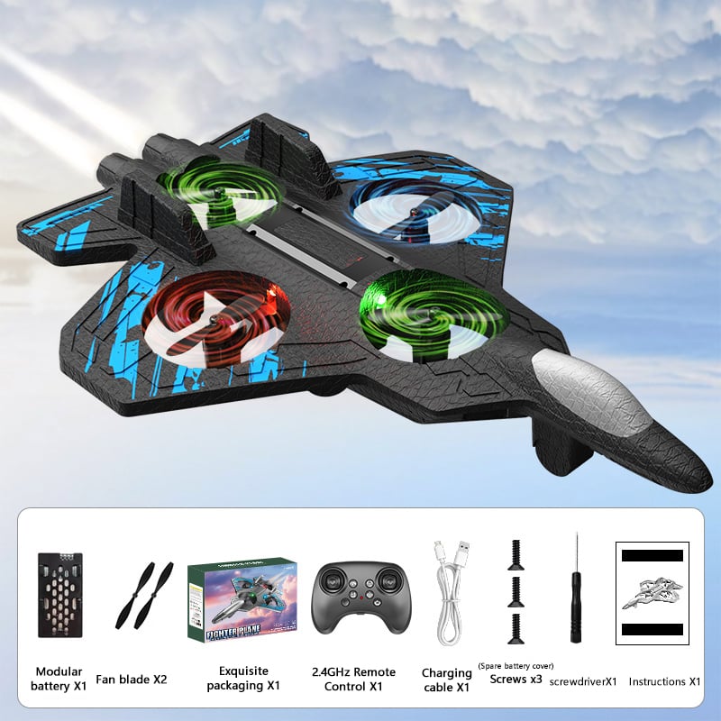 49 % de réduction cette semaine ! 🎉🎉 Avion de chasse acrobatique télécommandé pour enfants avec flips à 360° et lumières LED