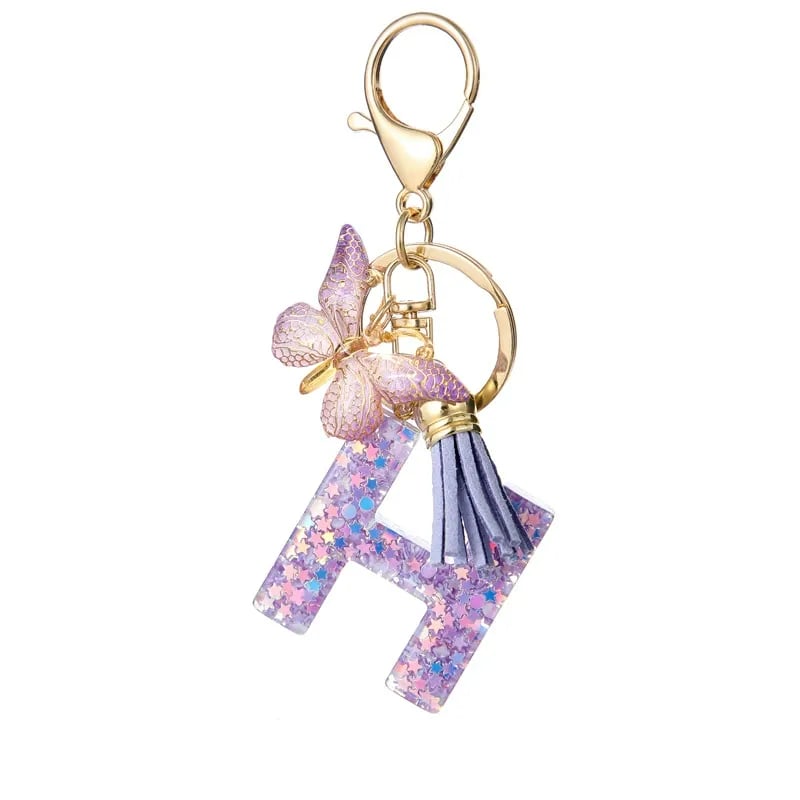 Pendentif lettre papillon Kuschelwohl™ avec pompon – Coloré et personnalisé (Vente de Noël 🎄)