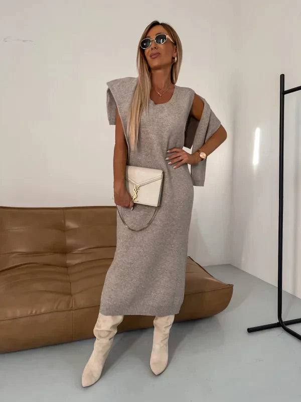 ✨ Kuschelwohl™ Zweiteiliges Strick-Set – Rollkragenpullover + Midikleid | Winter-Sale –35 % 🎁 |