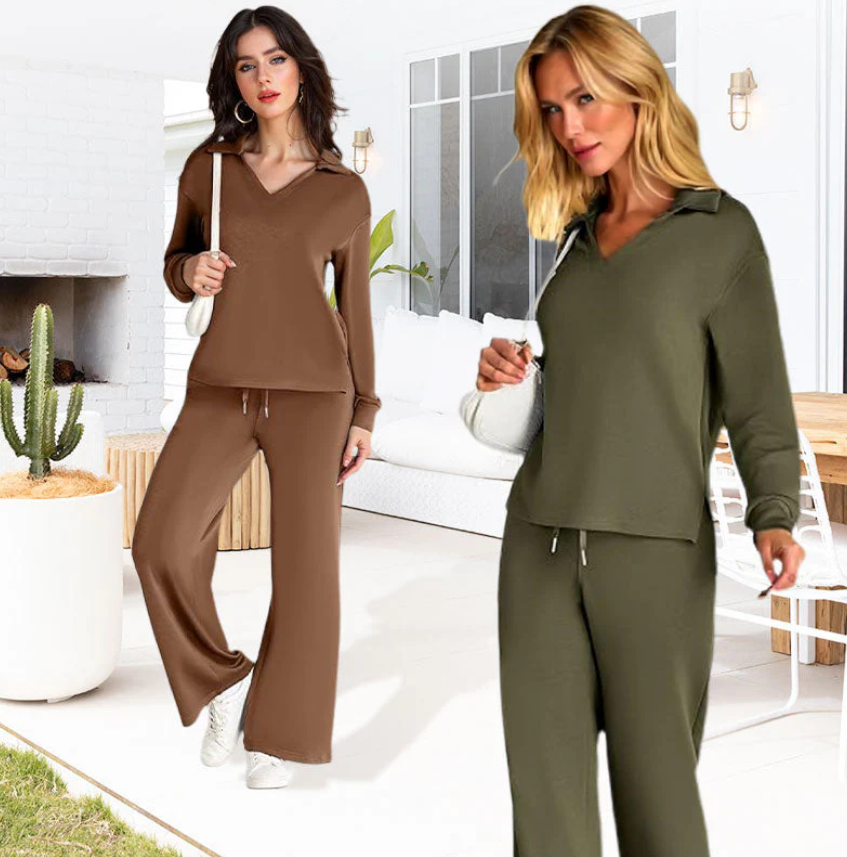 🎁Heißer Verkauf 49 % RABATT⏳ 2-teilige Outfits für Damen, lässige Langarm-Trainingsanzüge