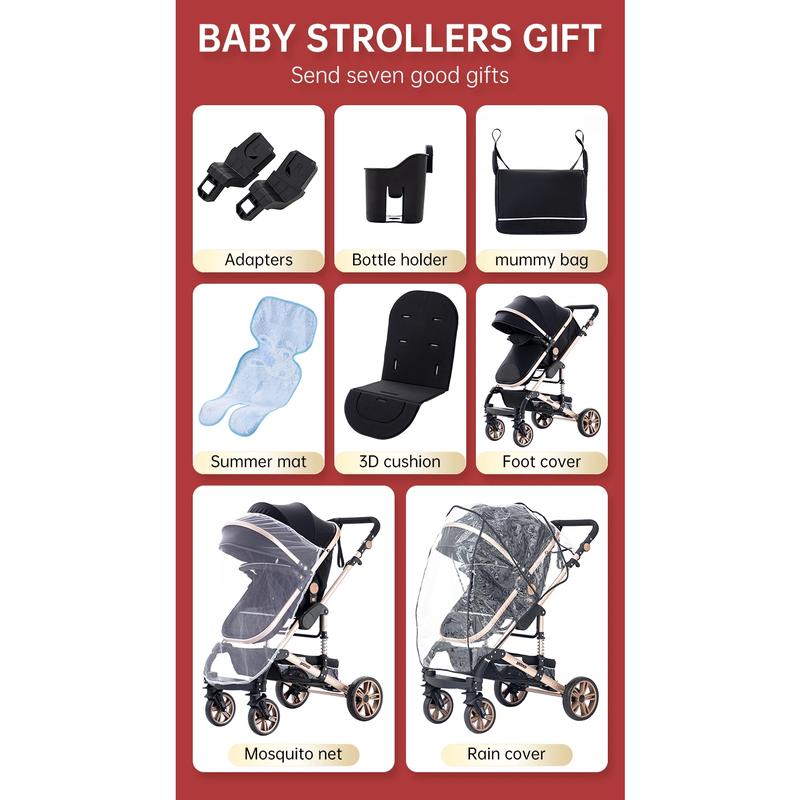 Luxuriöser 3-in-1 Kinderwagen faltbar für Reisen zusammenklappbar