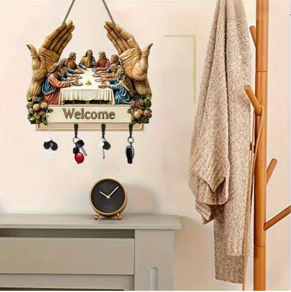 Porte-clés décoratif en bois à fixer au mur