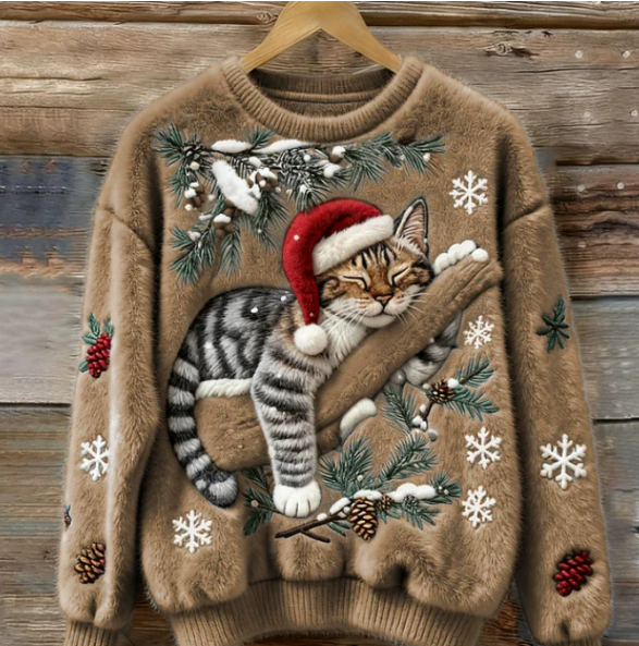 Kuschelwohl™ Flauschiger 3D-Weihnachtspullover – Lebendige Motive & Samtweich (Weihnachts-Sale: Bis zu -40%)