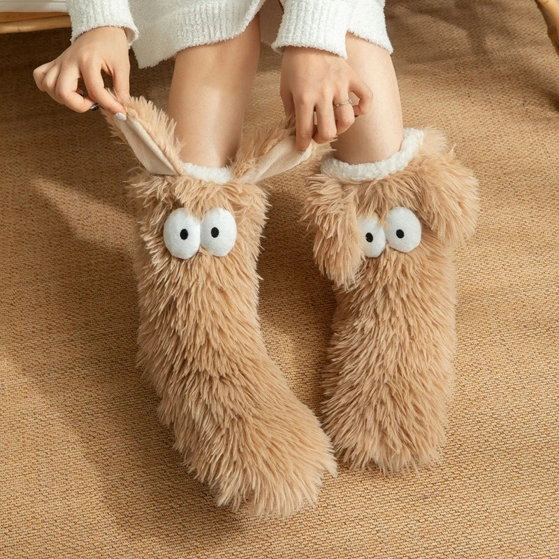 Chaussettes de sol confortables et antidérapantes à motif de chiot tout doux 
