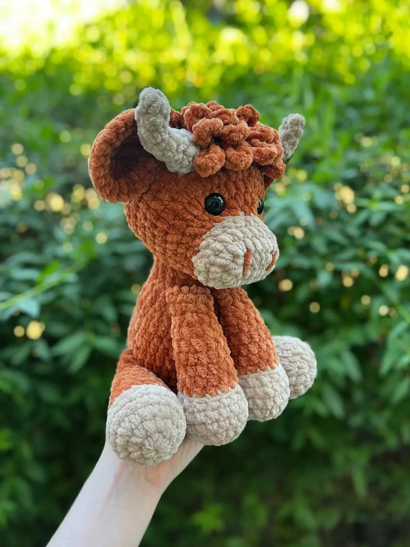 🌟 Modèle d'amigurumi vache Highland au crochet tout doux 🐮 – Kit DIY et peluches prêtes à l'emploi | 50 % de réduction pour le Black Friday 🎁