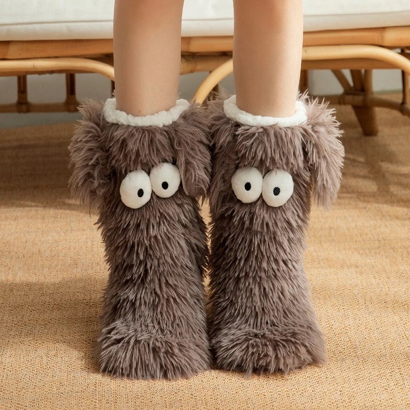 Chaussettes de sol confortables et antidérapantes à motif de chiot tout doux 
