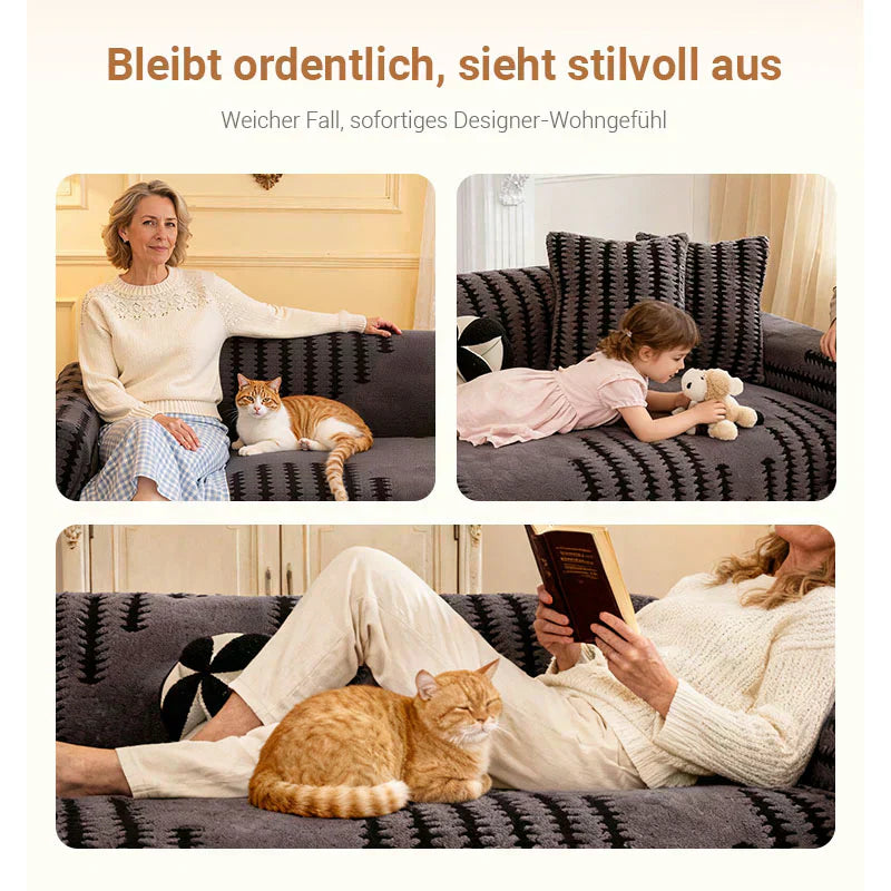 🛋️ 50% RABATT 2026! ✨ Plüsch Sofaüberwurf - Extra Dicke & Rutschfeste Decke mit Elastischen Kanten für Herbst und Winter 🍂❄️