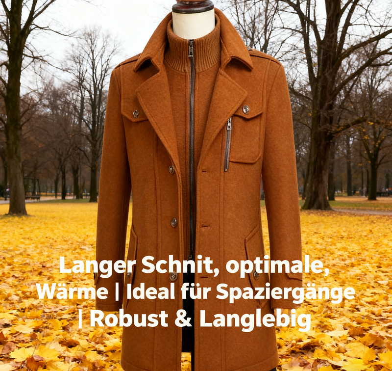 Manteau d'hiver pour homme, trench-coat classique, trench-coat long pour homme, manteau cintré, manteau chaud en laine mélangée, trench-coat 