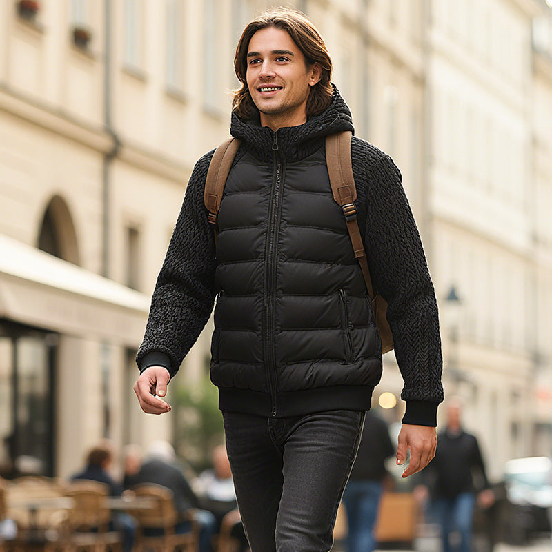📢📢60 % DE RÉDUCTION !!⏰⏰Veste homme matelassée coupe-vent avec capuche 