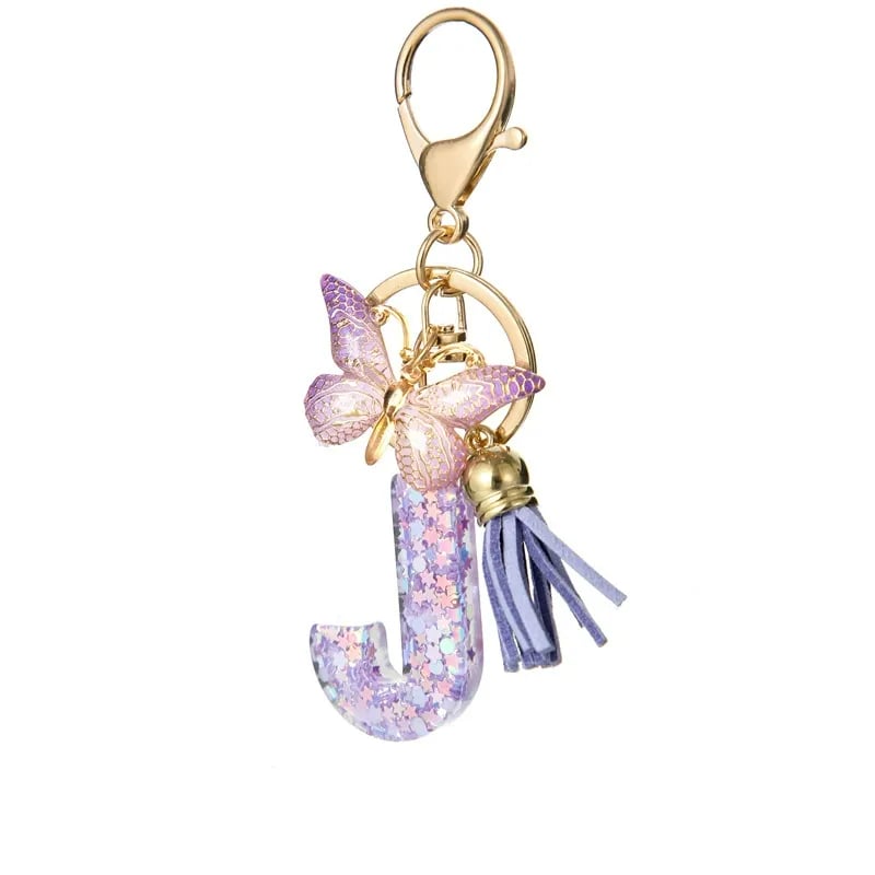 Pendentif lettre papillon Kuschelwohl™ avec pompon – Coloré et personnalisé (Vente de Noël 🎄)