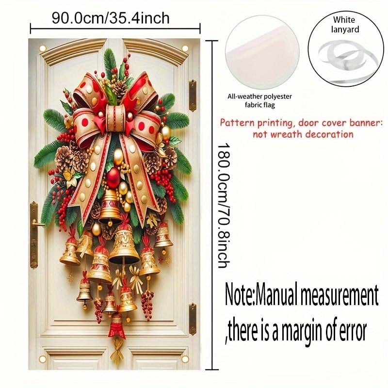 49 % de réduction cette semaine ! 🎉🎉 Décoration de porte avec cloches de Noël dorées et couronne 
